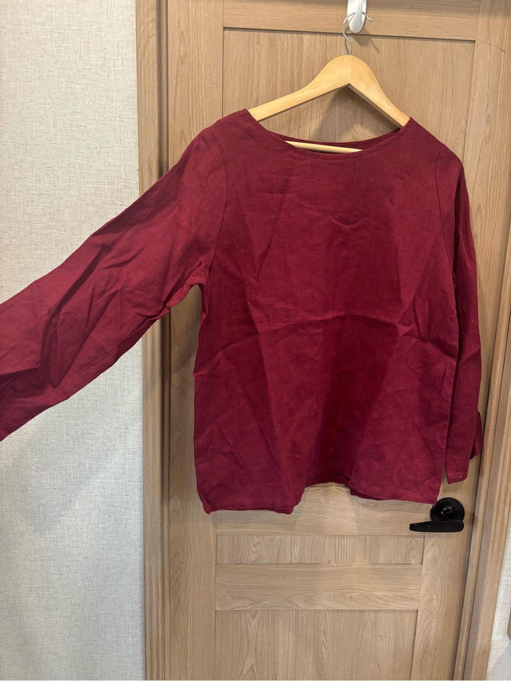 Conscience Clothing Linen Top Size M Burgundy Lagenlook